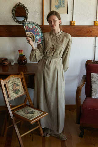 Stone Lace Yoke Dress - 12