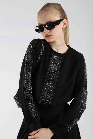 Stone Printed Skirt Suit Black - 2