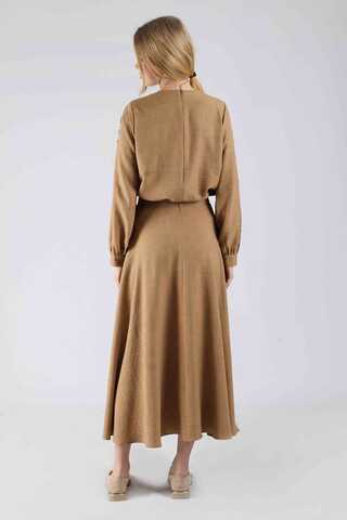 Stone Printed Skirt Suit Camel - 5