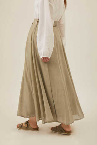 Stone Relaxed Skirt with Stitch Details - 17