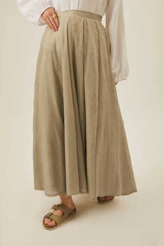 Stone Relaxed Skirt with Stitch Details - 13