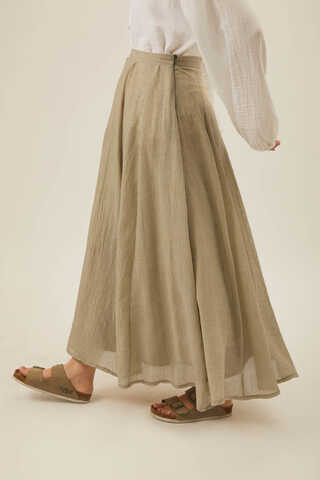Stone Relaxed Skirt with Stitch Details - 14