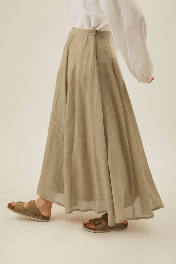 Stone Relaxed Skirt with Stitch Details - 14