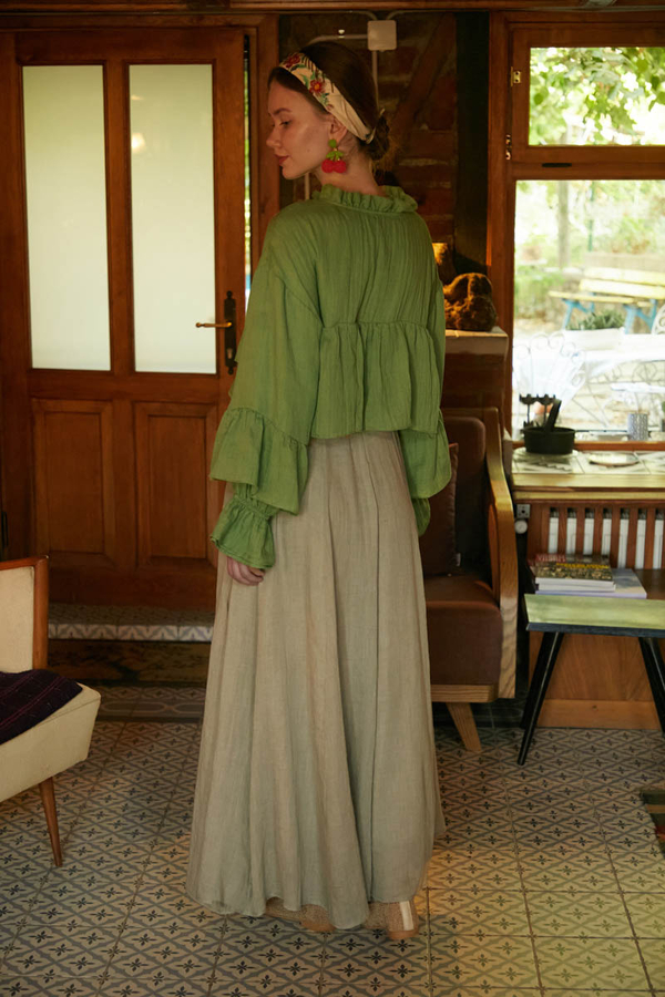 Stone Relaxed Skirt with Stitch Details - 9