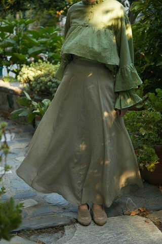 Stone Relaxed Skirt with Stitch Details - 7