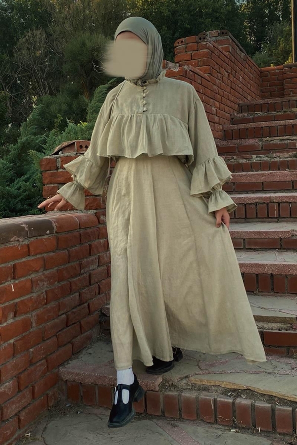 Stone Relaxed Skirt with Stitch Details - 1