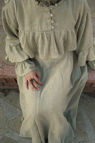 Stone Relaxed Skirt with Stitch Details - 3