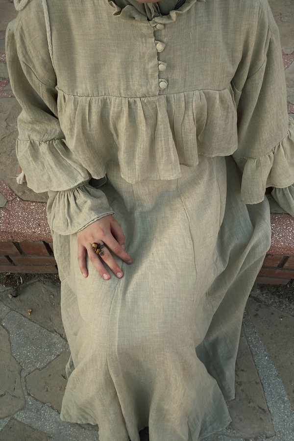 Stone Relaxed Skirt with Stitch Details - 3