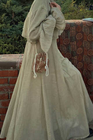 Stone Relaxed Skirt with Stitch Details - 4