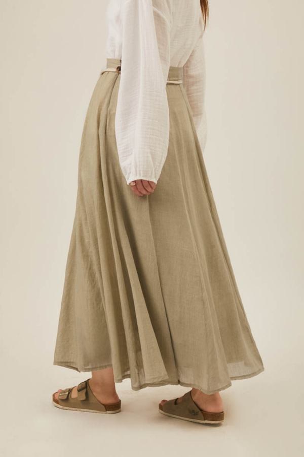 Stone Relaxed Skirt with Stitch Details - 17