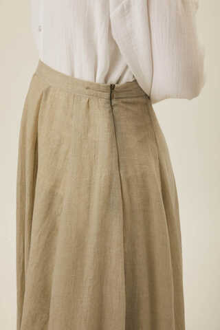 Stone Relaxed Skirt with Stitch Details - 15