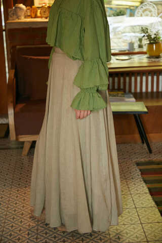 Stone Relaxed Skirt with Stitch Details - 6