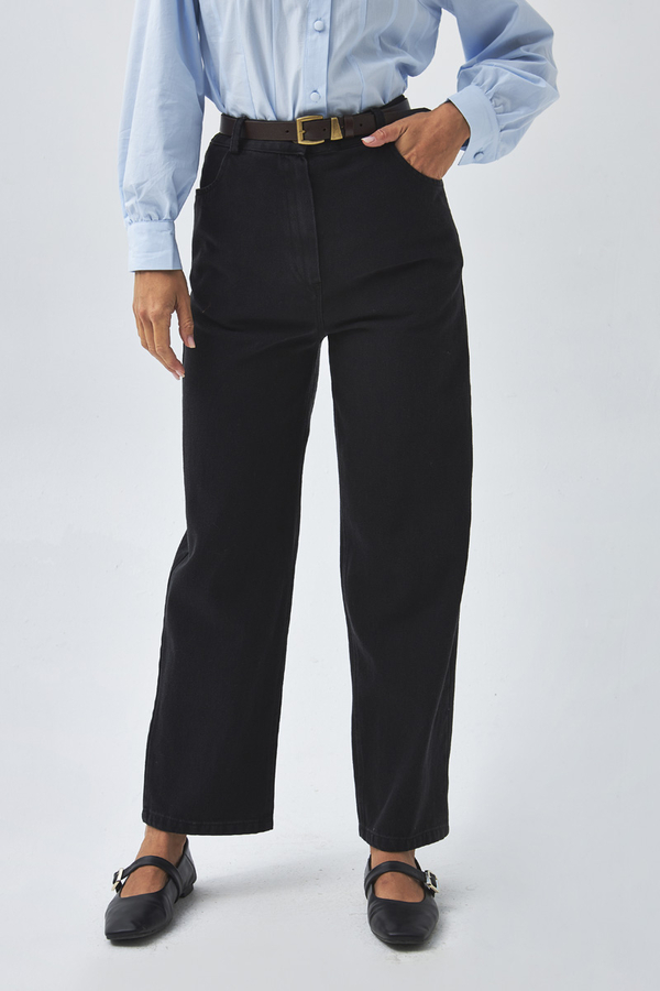 Straight Fit Denim Pants Black - 7