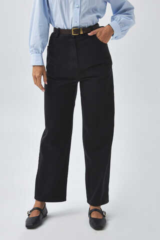 Straight Fit Denim Pants Black - 7