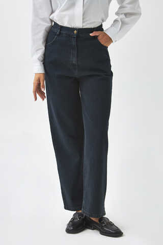 Straight Fit Denim Pants Dark Blue - 2