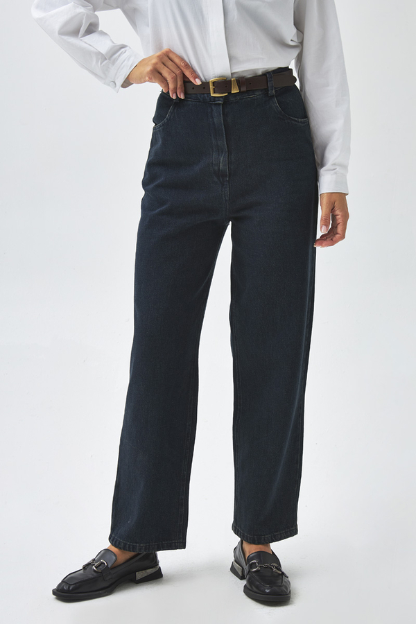 Straight Fit Denim Pants Dark Blue - 5