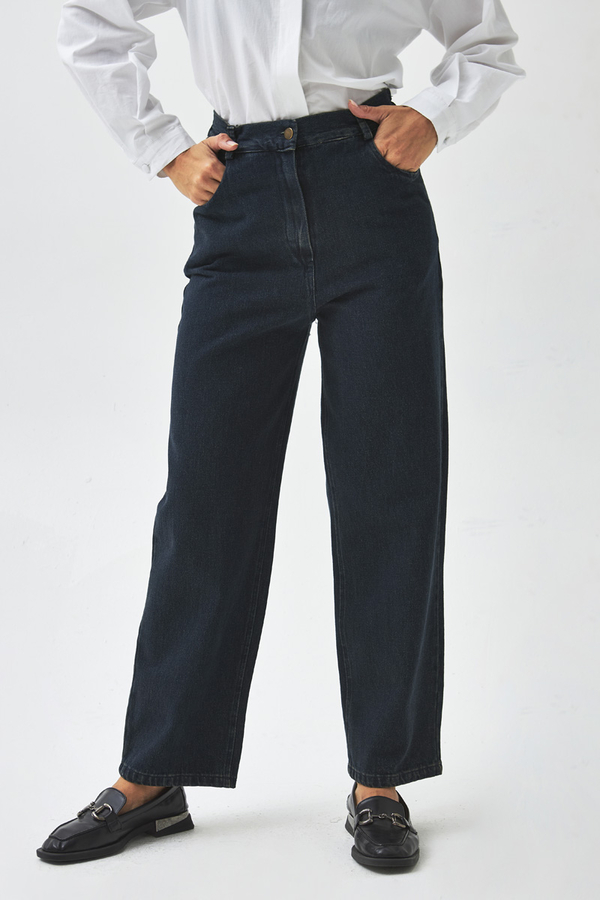 Straight Fit Denim Pants Dark Blue - 8