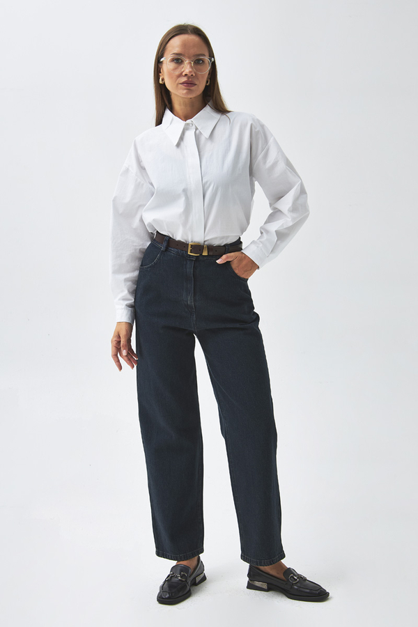 Straight Fit Denim Pants Dark Blue - 3