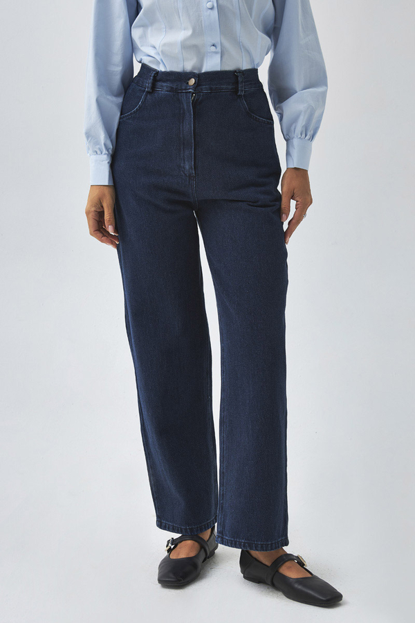 Straight Fit Denim Pants Light Blue - 3