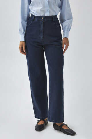 Straight Fit Denim Pants Light Blue - 3