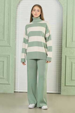 Striped Knitwear Suit Mint - 1