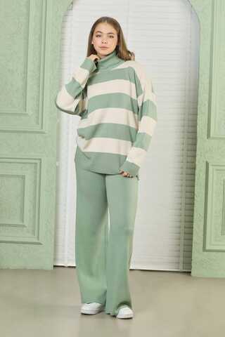 Striped Knitwear Suit Mint - 4