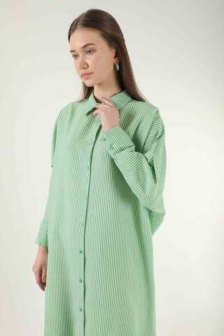 Striped Long Tunic Shirt Green - 2