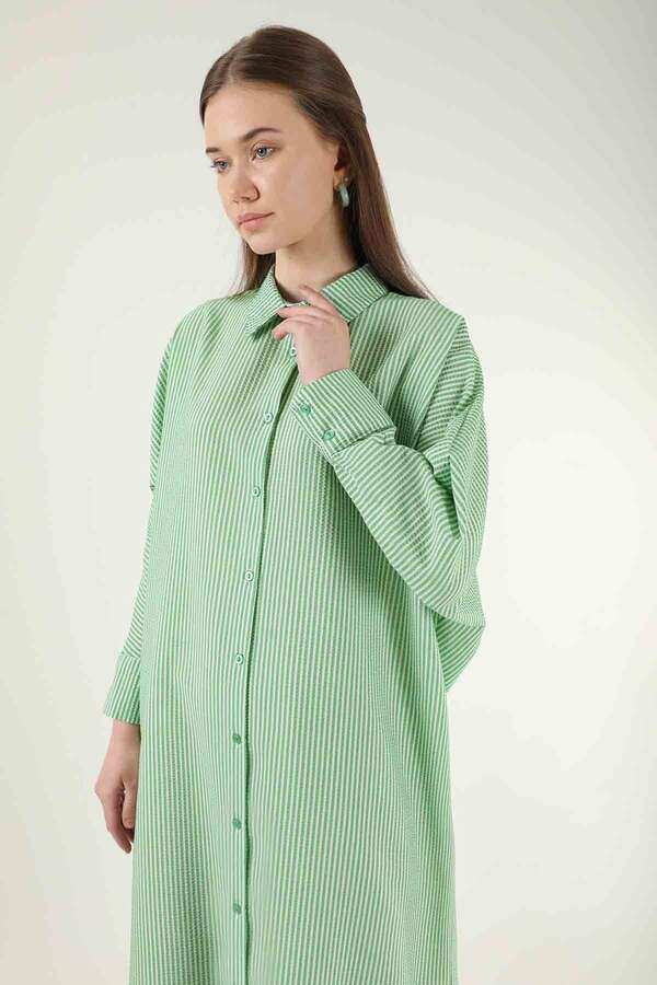 Striped Long Tunic Shirt Green - 2