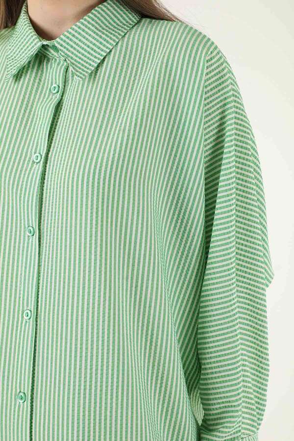 Striped Long Tunic Shirt Green - 4