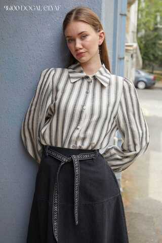 Striped Muslin Shirt Black - 1