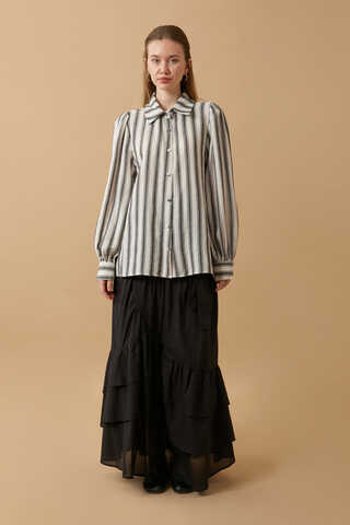 Striped Muslin Shirt Black - 7