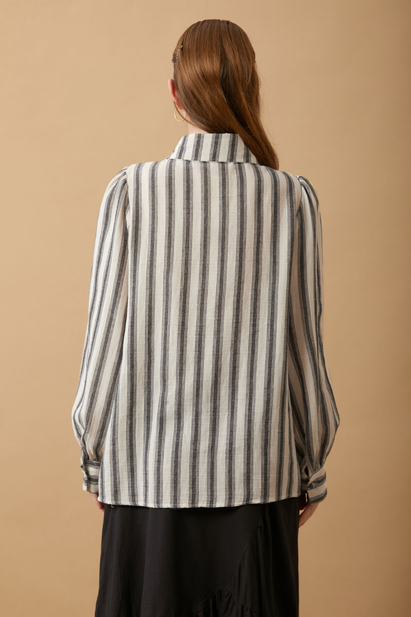 Striped Muslin Shirt Black - 15