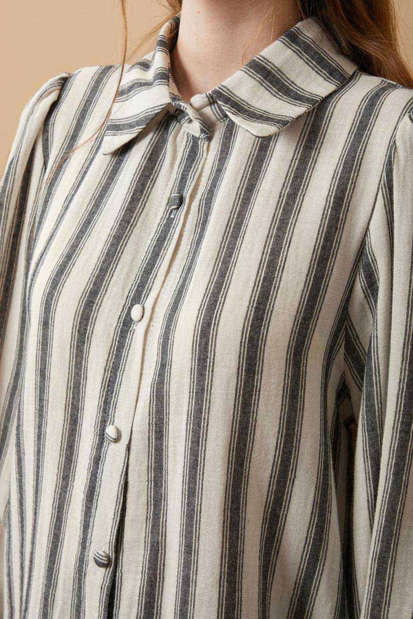 Striped Muslin Shirt Black - 11