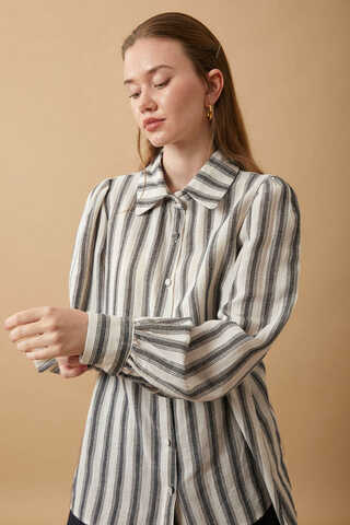 Striped Muslin Shirt Black - 14