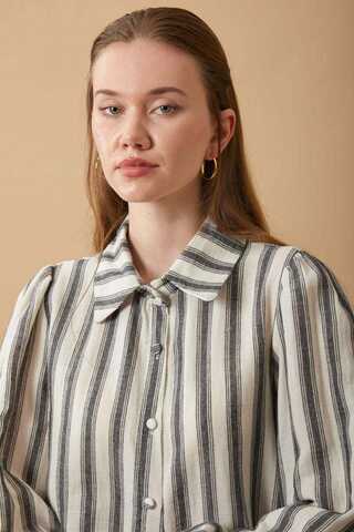 Striped Muslin Shirt Black - 12