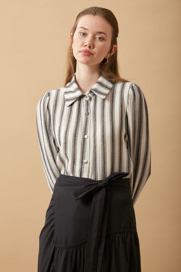 Striped Muslin Shirt Black - 10