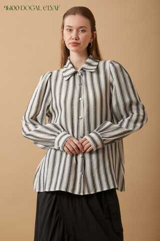 Striped Muslin Shirt Black - 6
