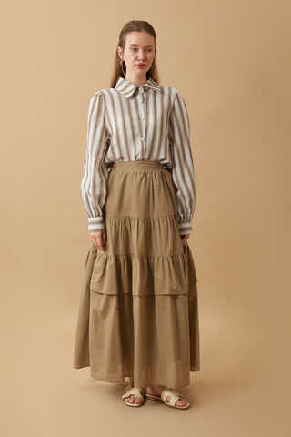 Striped Muslin Shirt Brown - 2