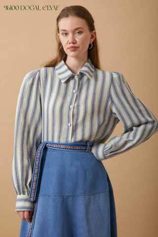 Striped Muslin Shirt Indigo - 1