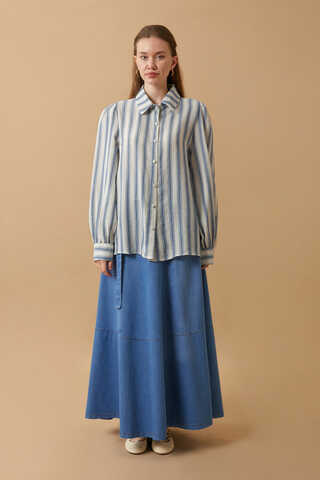 Striped Muslin Shirt Indigo - 2