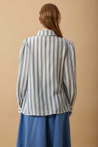 Striped Muslin Shirt Indigo - 10