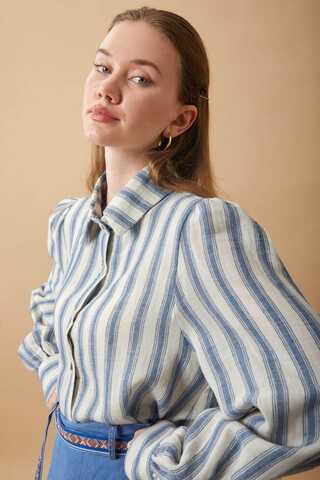 Striped Muslin Shirt Indigo - 9