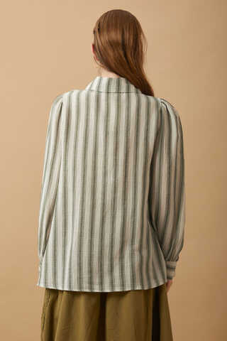 Striped Muslin Shirt Khaki - 8