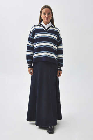 Striped Polo Sweater Navy (1)