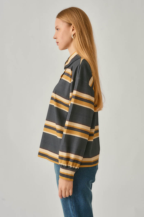 Striped Printed Sweatshirt Anthracite - 4
