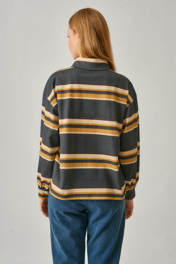 Striped Printed Sweatshirt Anthracite - 5