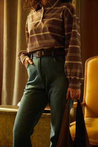 Striped Printed Sweatshirt Brown - 1