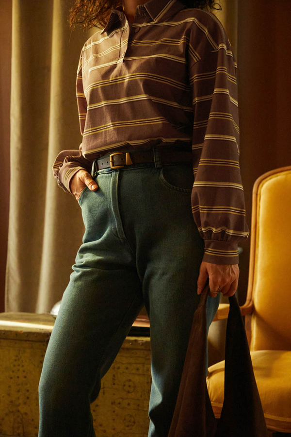 Striped Printed Sweatshirt Brown 