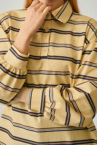 Striped Printed Sweatshirt Butter Yellow - 7