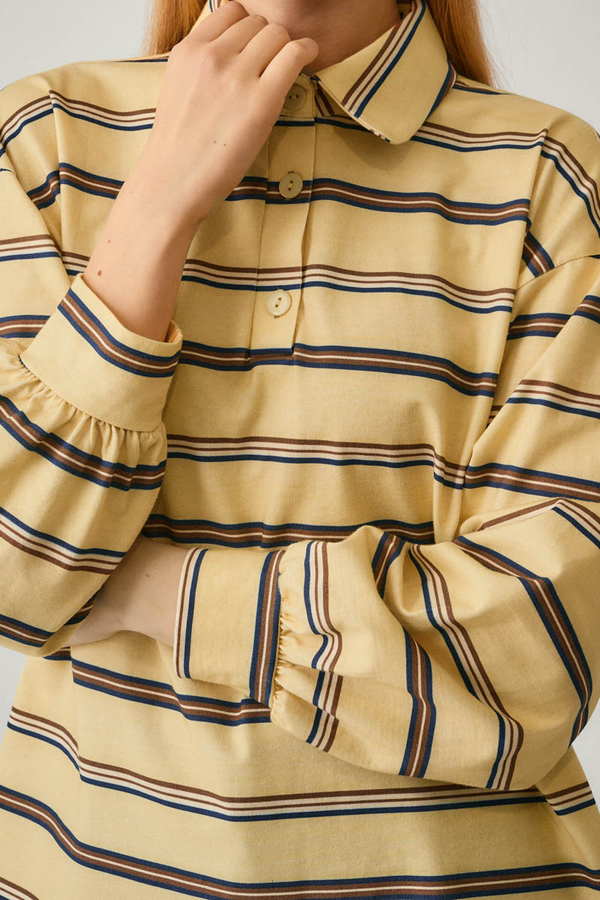 Striped Printed Sweatshirt Butter Yellow - 7